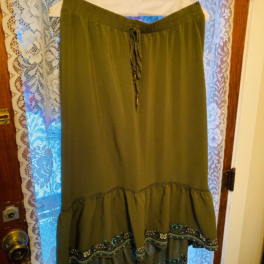 Olive green Boho skirt